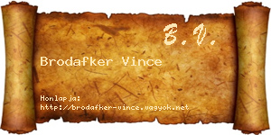 Brodafker Vince névjegykártya